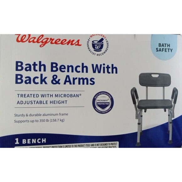 Walgreens bath bench with back and arms - Picture 1 of 6